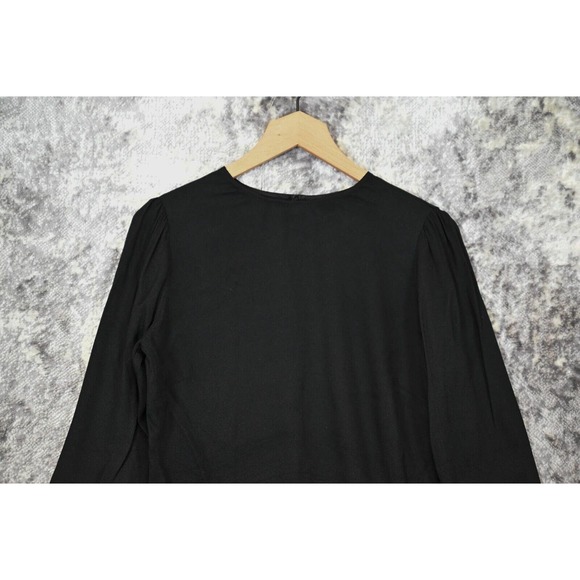 Reformation Black Crepe Long Sleeve Mini Dress Size 8 - Picture 2 of 9